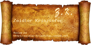 Zeidler Krisztofer névjegykártya